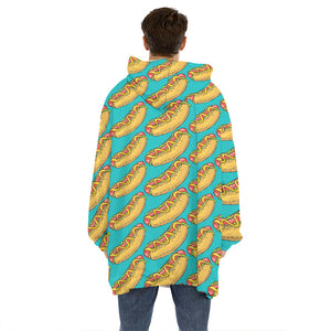 Drawing Hot Dog Pattern Print Hoodie Blanket