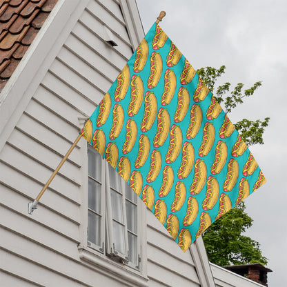 Drawing Hot Dog Pattern Print House Flag
