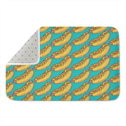 Drawing Hot Dog Pattern Print Indoor Door Mat