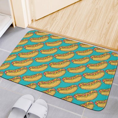 Drawing Hot Dog Pattern Print Indoor Door Mat