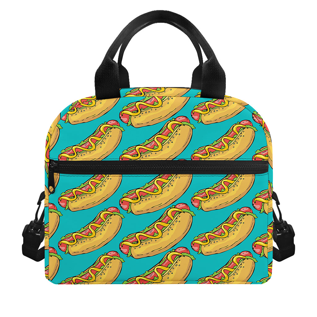 Drawing Hot Dog Pattern Print Insulated Lunch Bag