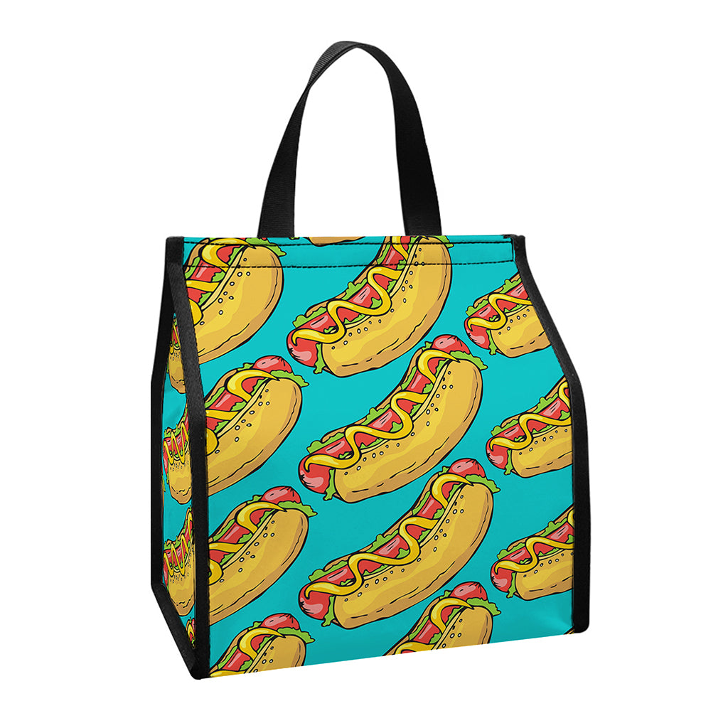 Drawing Hot Dog Pattern Print Insulated Lunch Tote