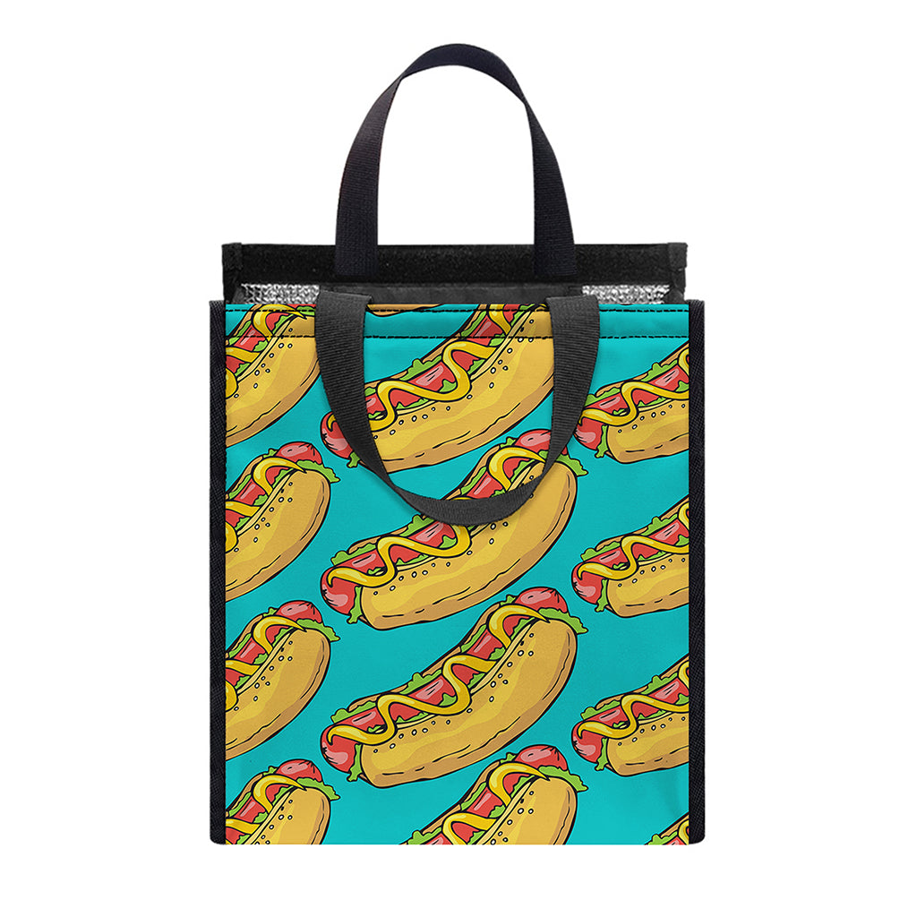 Drawing Hot Dog Pattern Print Insulated Lunch Tote