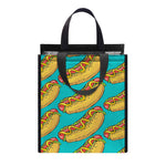 Drawing Hot Dog Pattern Print Insulated Lunch Tote
