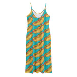 Drawing Hot Dog Pattern Print Jersey Midi Cami Dress