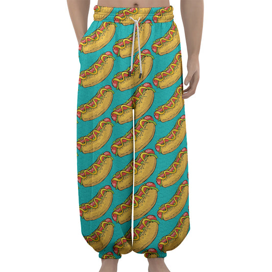Drawing Hot Dog Pattern Print Lantern Pants