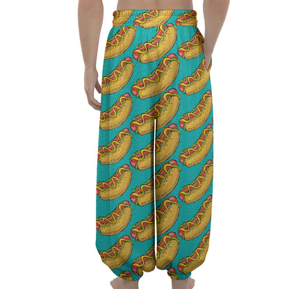 Drawing Hot Dog Pattern Print Lantern Pants