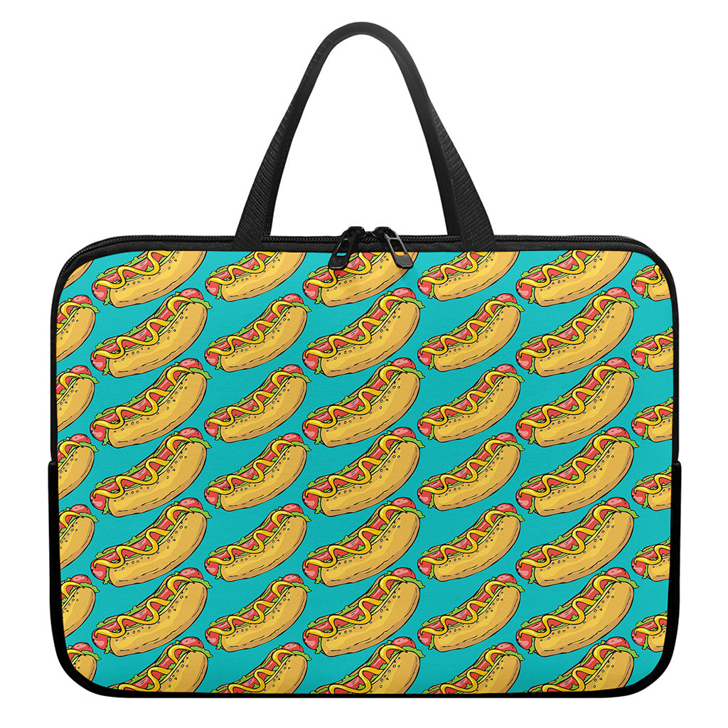 Drawing Hot Dog Pattern Print Laptop Sleeve With Handle