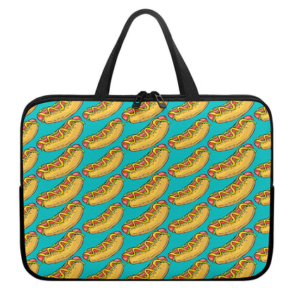 Drawing Hot Dog Pattern Print Laptop Sleeve With Handle
