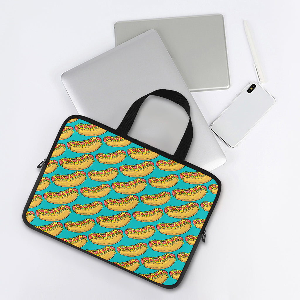 Drawing Hot Dog Pattern Print Laptop Sleeve With Handle