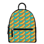 Drawing Hot Dog Pattern Print Leather Backpack
