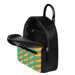 Drawing Hot Dog Pattern Print Leather Backpack