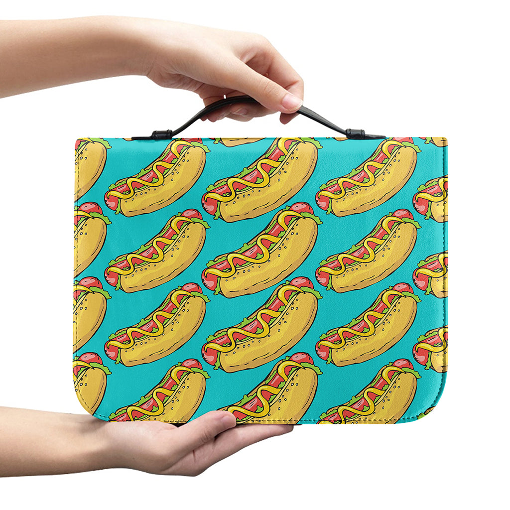 Drawing Hot Dog Pattern Print Leather Bible Cover
