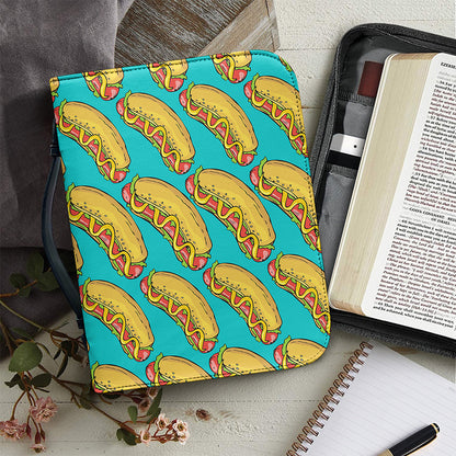 Drawing Hot Dog Pattern Print Leather Bible Cover