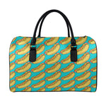 Drawing Hot Dog Pattern Print Leather Duffle Bag