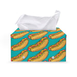Drawing Hot Dog Pattern Print Leather Tissue Box Cover
