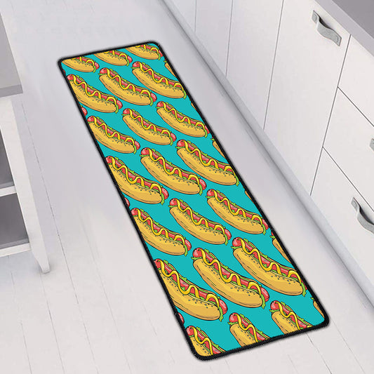Drawing Hot Dog Pattern Print Long Kitchen Mat