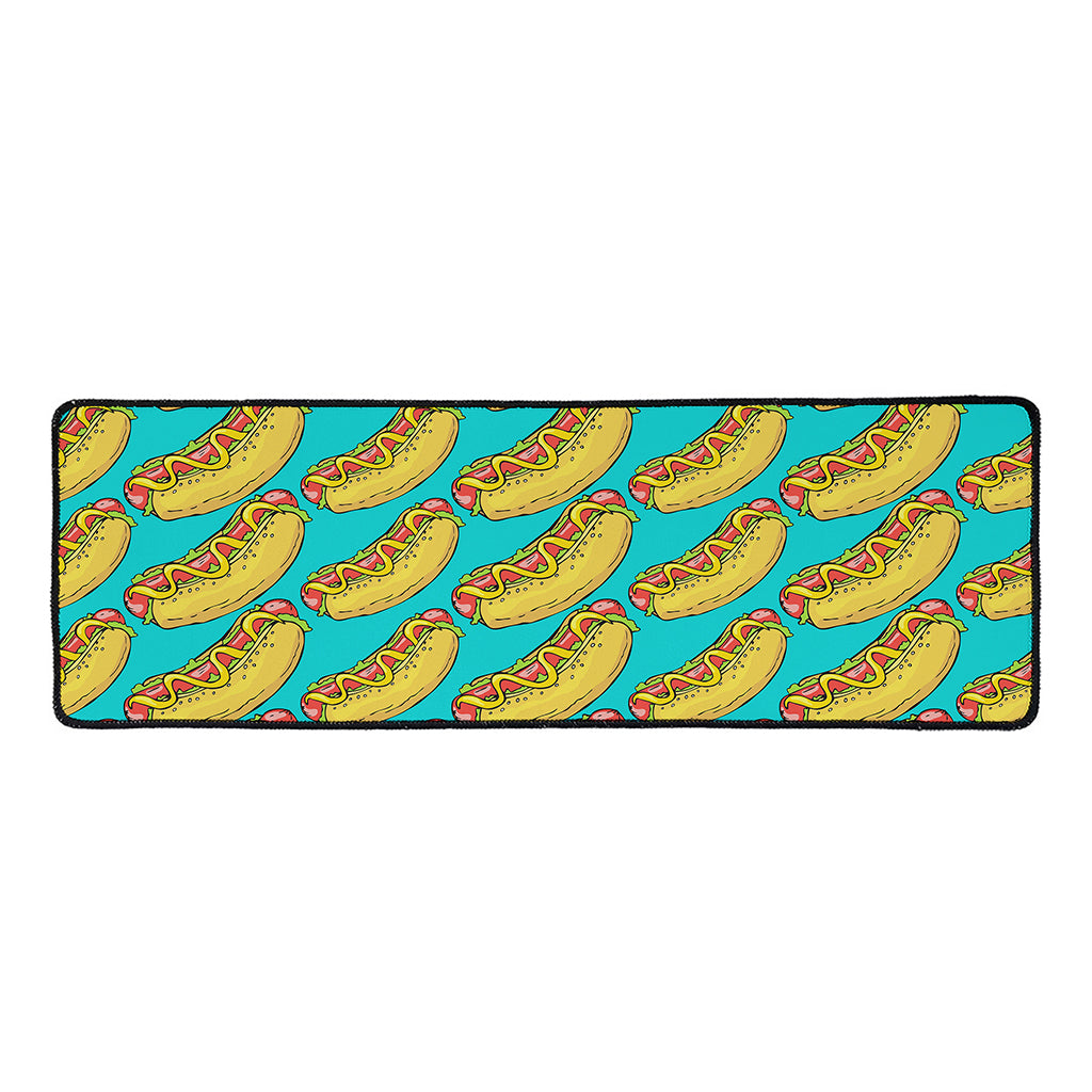 Drawing Hot Dog Pattern Print Long Kitchen Mat