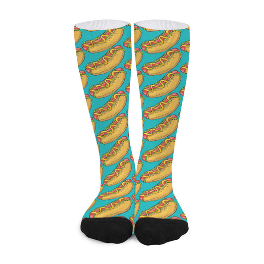 Drawing Hot Dog Pattern Print Long Socks