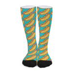 Drawing Hot Dog Pattern Print Long Socks