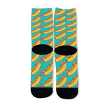 Drawing Hot Dog Pattern Print Long Socks