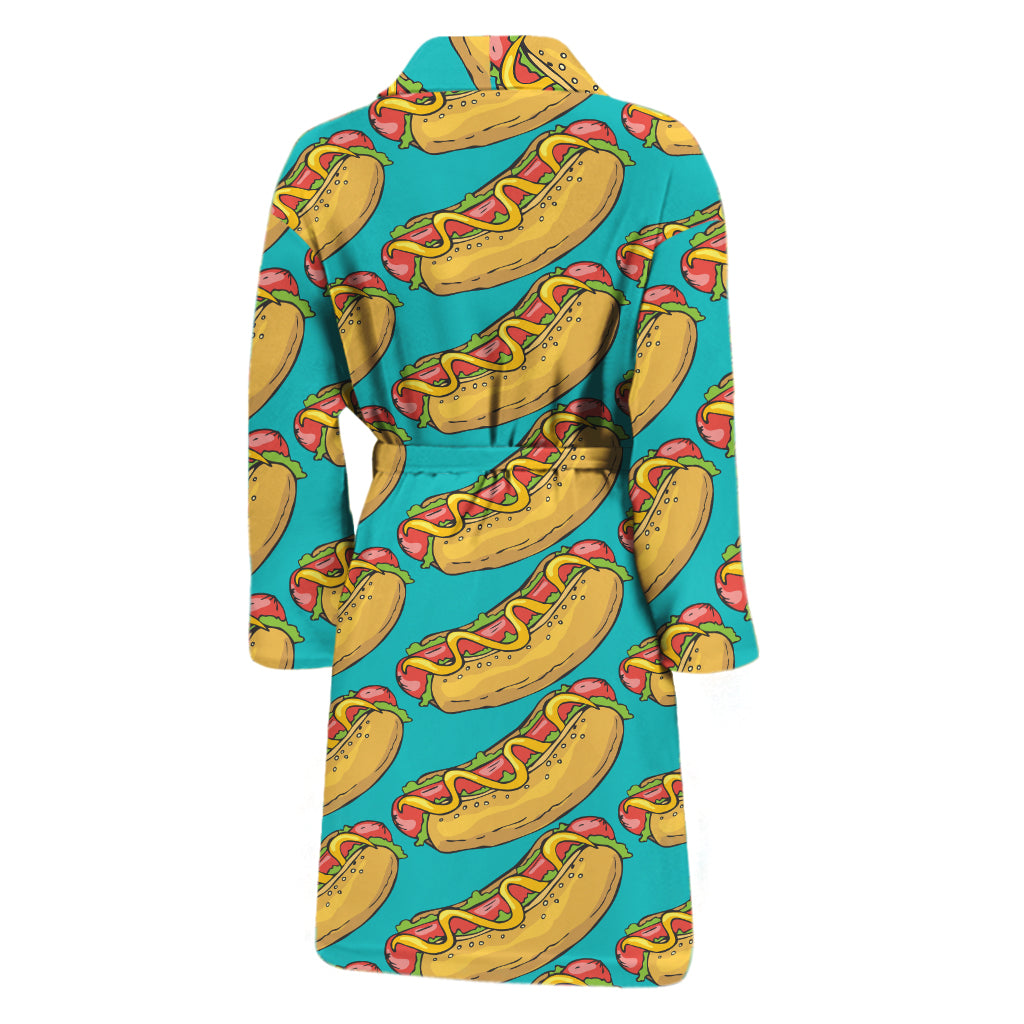 Drawing Hot Dog Pattern Print Men's Bathrobe