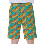 Drawing Hot Dog Pattern Print Men's Beach Shorts