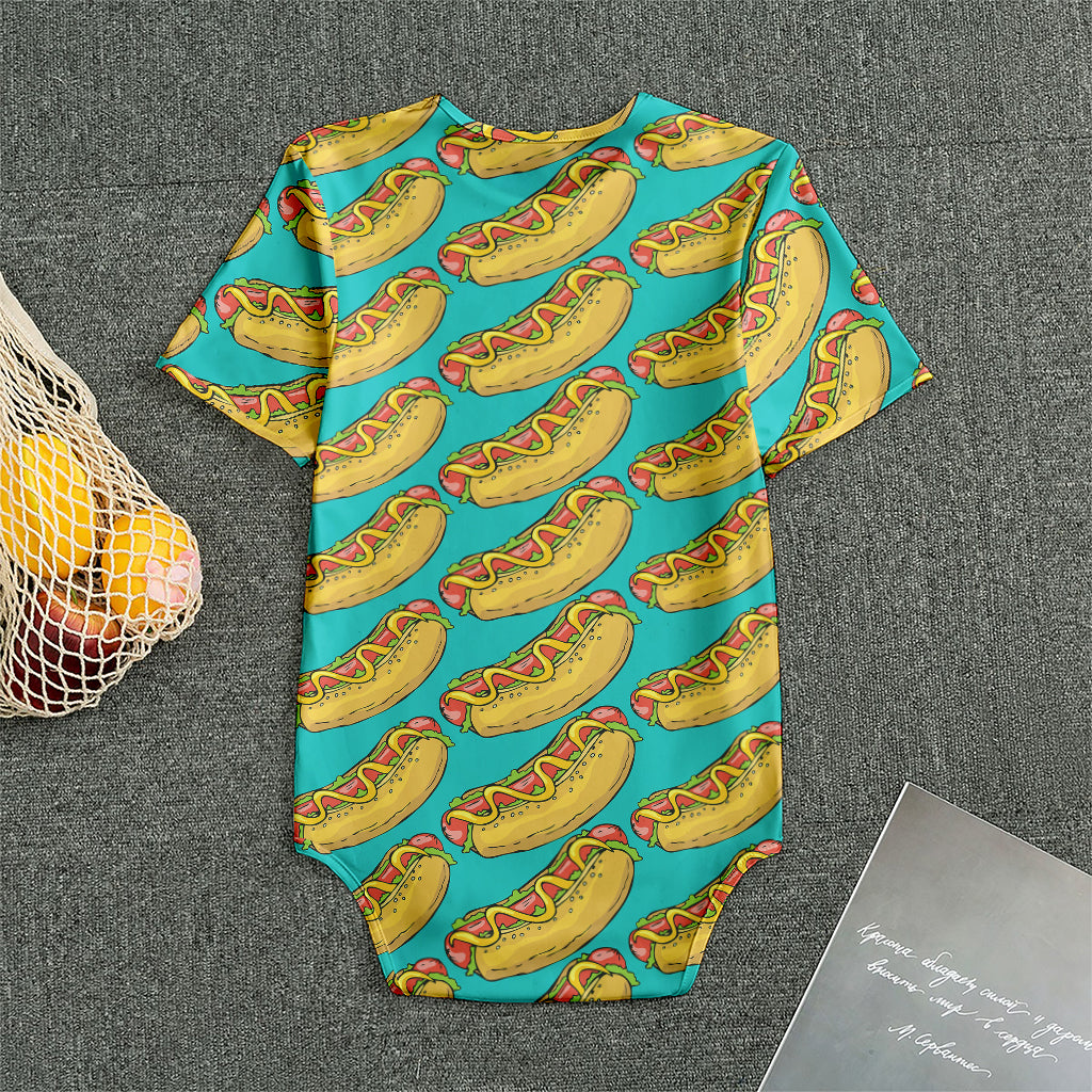 Drawing Hot Dog Pattern Print Men's Bodysuit