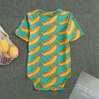 Drawing Hot Dog Pattern Print Men's Bodysuit