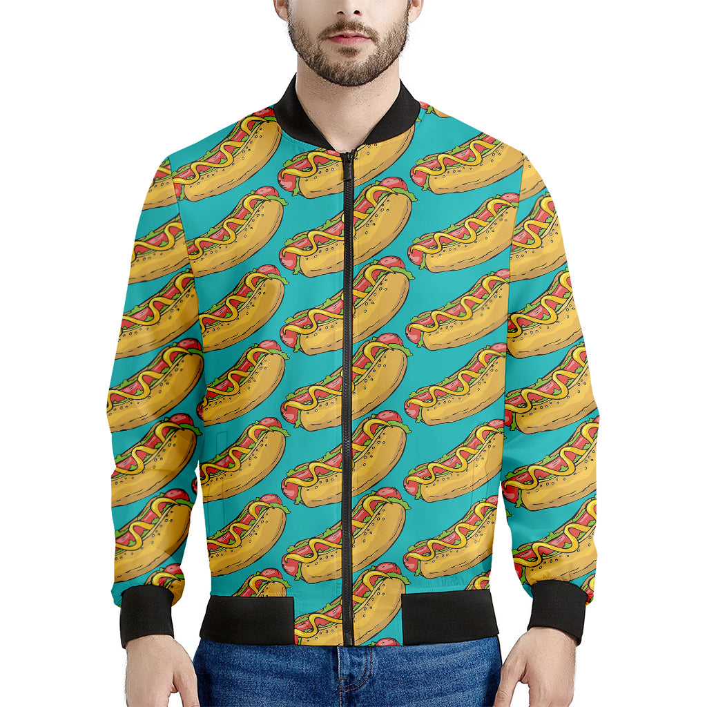 Drawing Hot Dog Pattern Print Men's Bomber Jacket