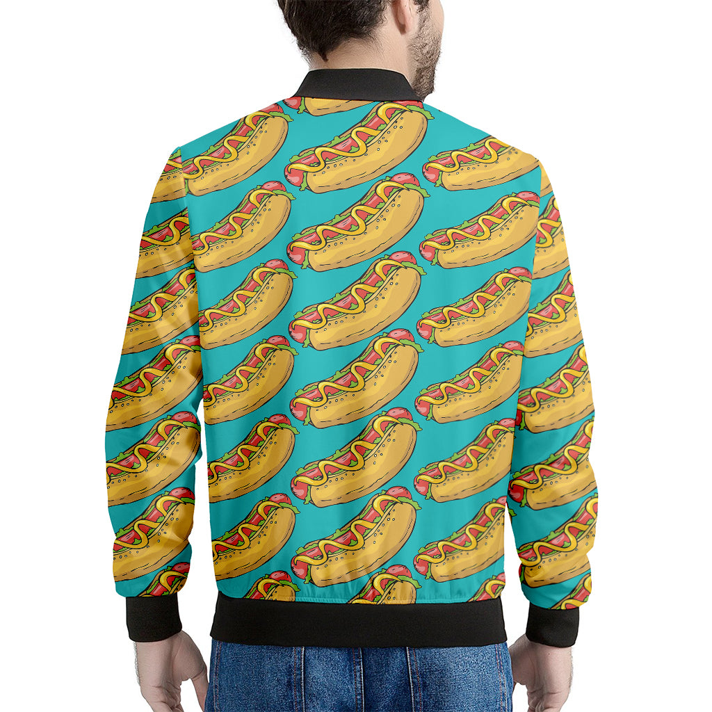 Drawing Hot Dog Pattern Print Men's Bomber Jacket