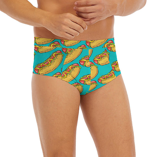 Drawing Hot Dog Pattern Print Men's Briefs