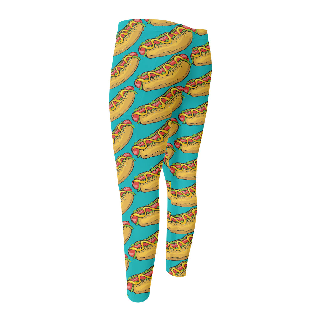 Drawing Hot Dog Pattern Print Men's Compression Pants