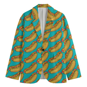 Drawing Hot Dog Pattern Print Men's Cotton Blazer