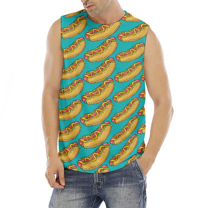 Drawing Hot Dog Pattern Print Men's Fitness Tank Top
