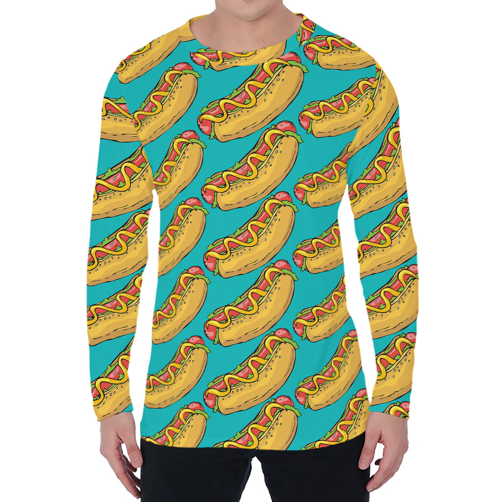 Drawing Hot Dog Pattern Print Men's Long Sleeve T-Shirt