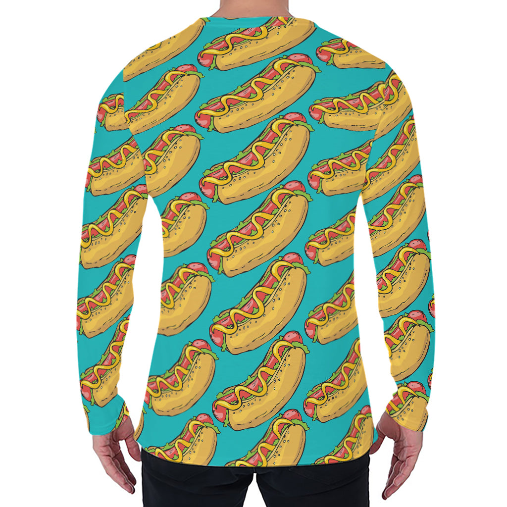 Drawing Hot Dog Pattern Print Men's Long Sleeve T-Shirt