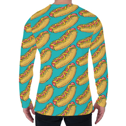 Drawing Hot Dog Pattern Print Men's Long Sleeve T-Shirt
