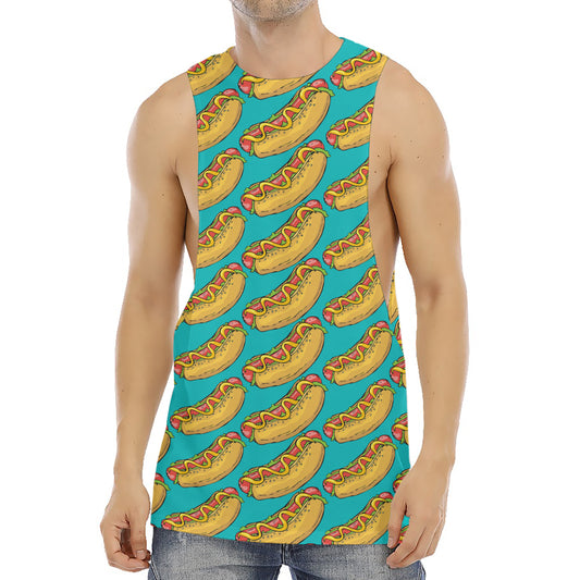 Drawing Hot Dog Pattern Print Men's Muscle Tank Top