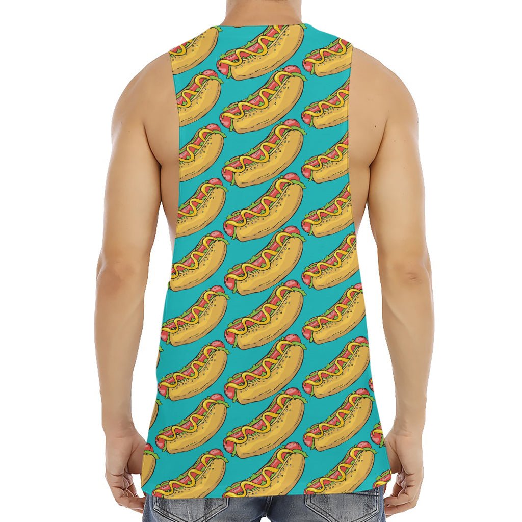 Drawing Hot Dog Pattern Print Men's Muscle Tank Top