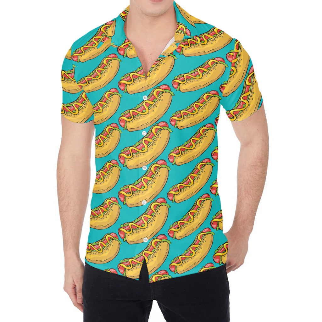 Drawing Hot Dog Pattern Print Men's Shirt