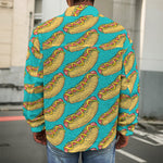 Drawing Hot Dog Pattern Print Men's Shirt Jacket