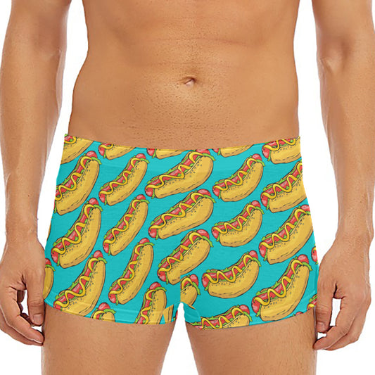 Drawing Hot Dog Pattern Print Men's Short Boxer Briefs
