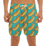 Drawing Hot Dog Pattern Print Men's Split Running Shorts
