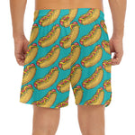 Drawing Hot Dog Pattern Print Men's Split Running Shorts