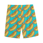 Drawing Hot Dog Pattern Print Men's Sports Shorts