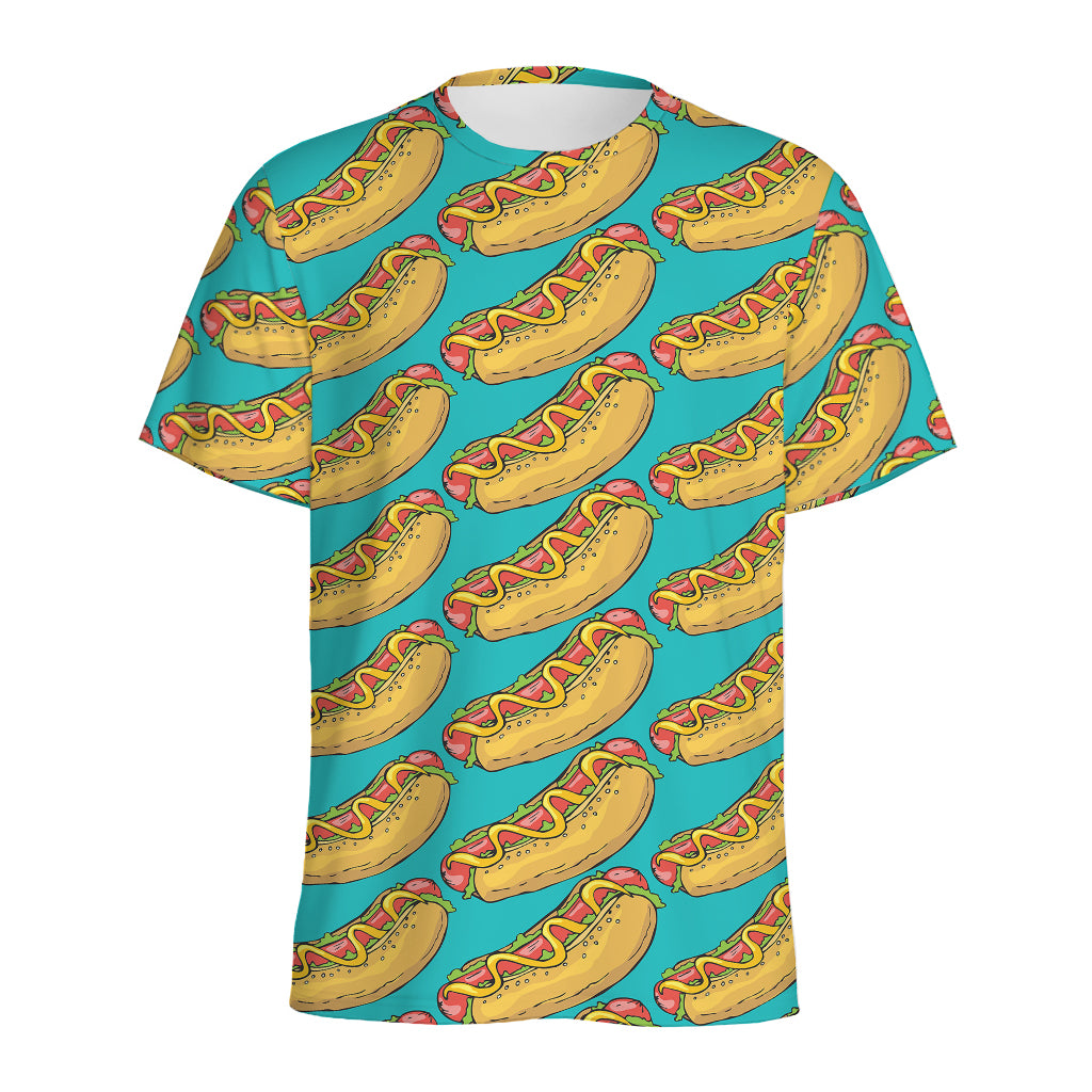 Drawing Hot Dog Pattern Print Men's Sports T-Shirt