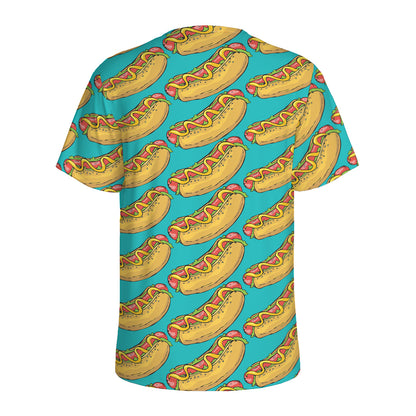 Drawing Hot Dog Pattern Print Men's Sports T-Shirt