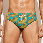 Drawing Hot Dog Pattern Print Men's Swim Briefs