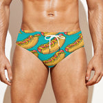 Drawing Hot Dog Pattern Print Men's Swim Briefs